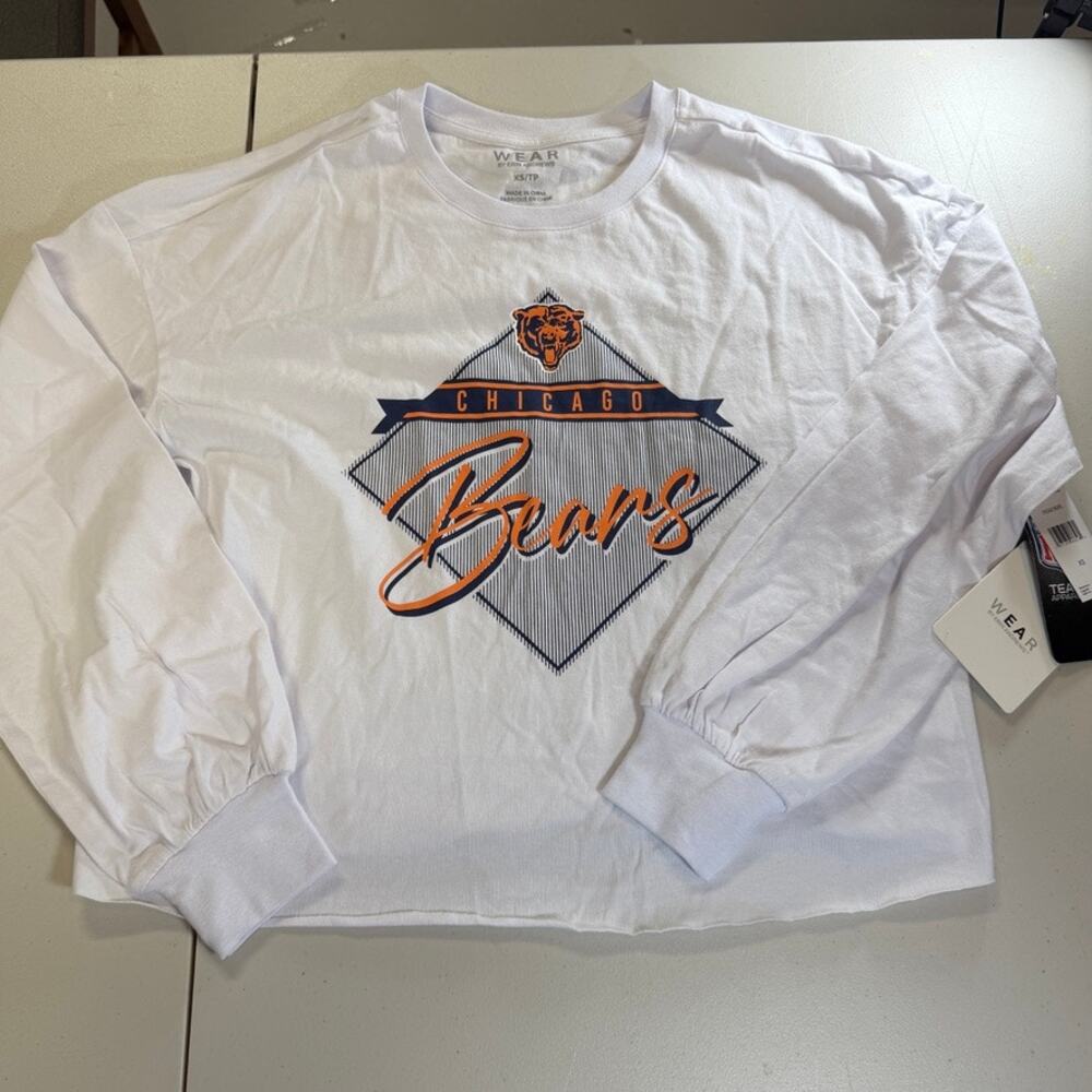 Chicago Bears WEAR By Erin Andrews Cropped Women's Long Sleeve T-Shirt XS NWT